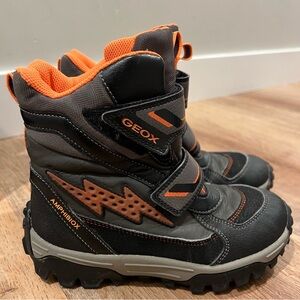 Geox Kids Black and Orange Amphibiox Snow Boots